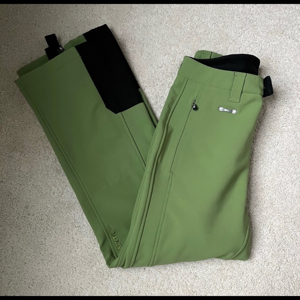 Spyder green softshell snow pants